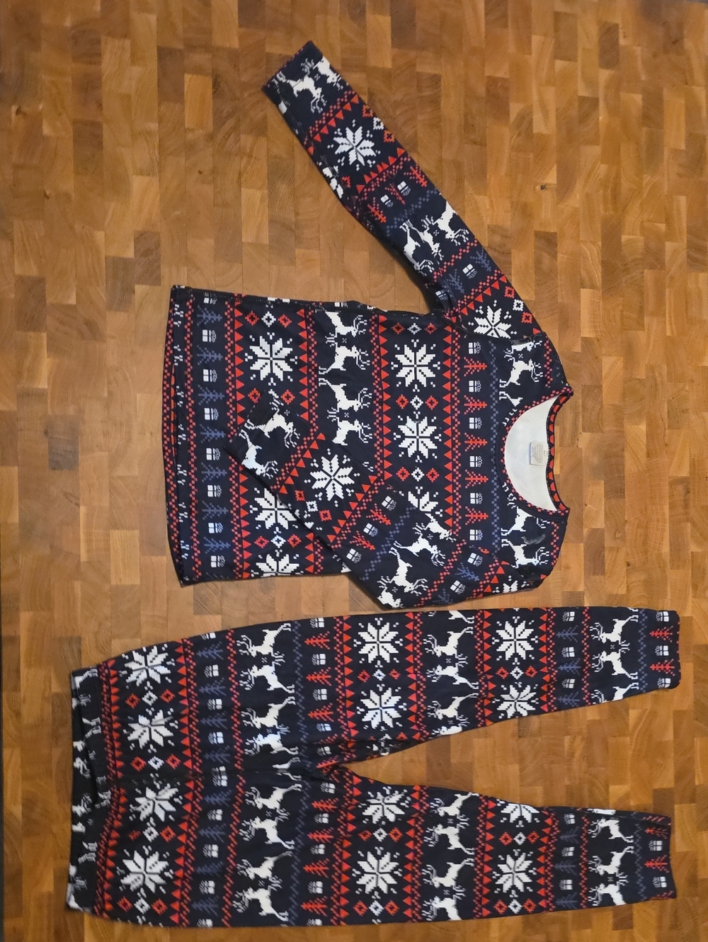 Kids Navy Red & White Reindeer Fair Isle Long Sleeve Set